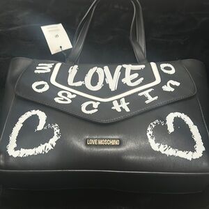 Tote black and white love Moschino bag